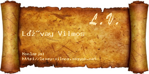 Lévay Vilmos névjegykártya