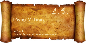 Lévay Vilmos névjegykártya